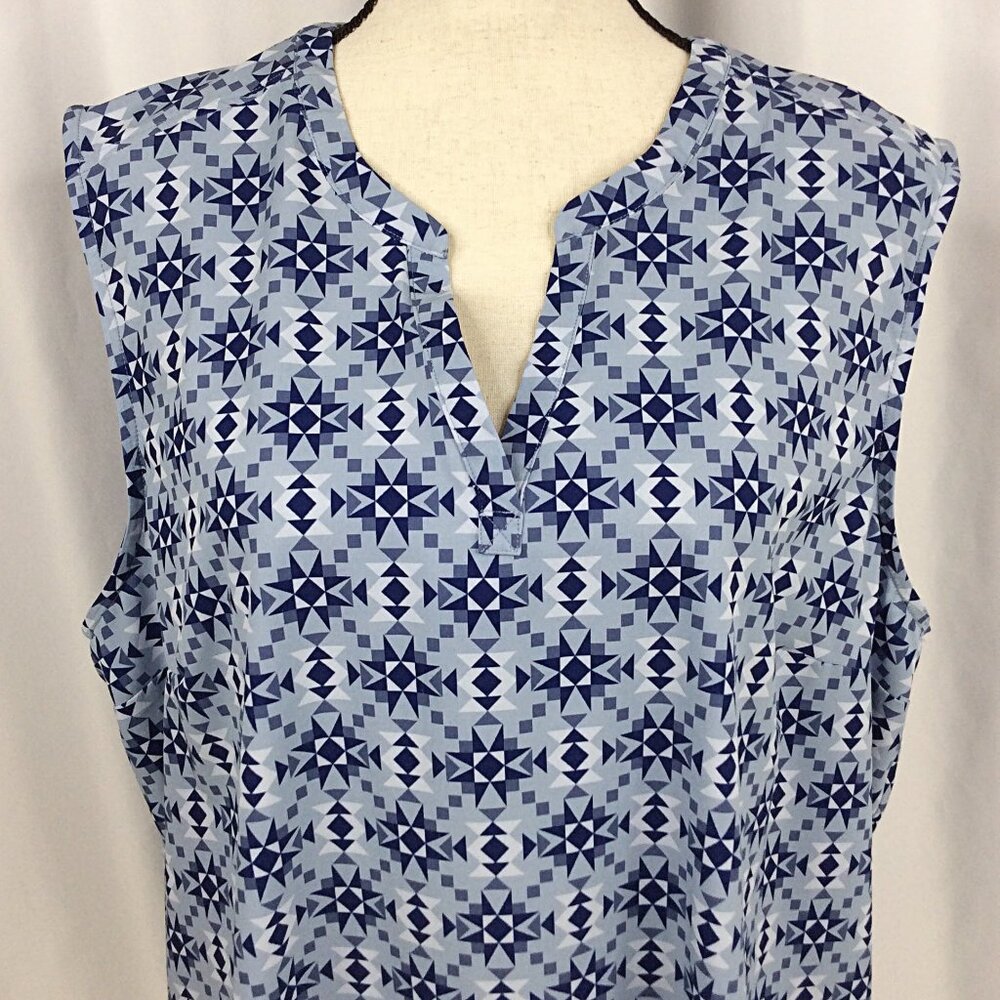 Eddie Bauer Escapelite Sleeveless Tank Top Womens Size 2XL Blue Aztec Travel - Picture 6 of 8